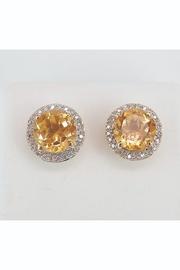 Citrine And Diamond Stud Earrings Halo Studs 14k Yellow Gold November Birthstone