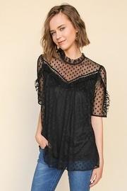  Black Polka-dot-lace Top