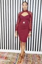  Wine Sequins Dress