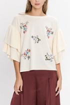  Cream Embroidered Sweater