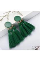  Boho Statement Green Tassel Earrings