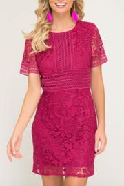 Crochet Short Sleeve Zip Back Dress