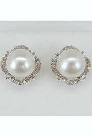  Pearl And Diamond Halo Stud Earrings 14k White & Yellow Gold, June Birthstone