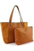  Camel Vegan-leather-suede Stitched-purse