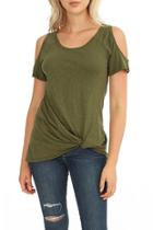  Cold Shoulder Knotted Top