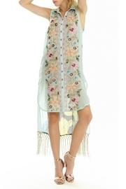  Washed Iris Embroidered Shirt Dress