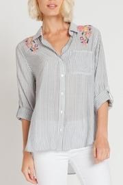 Embroidered Pinstripe Top