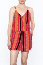  Orange Printed Sleeveless Romper