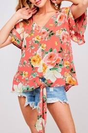  Front-tie Floral Blouse