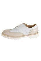  Beige-white Leather Brogue