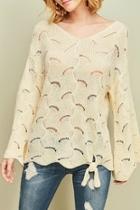  Open-knit Tie-front Sweater