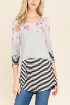  Stripes & Floral Block Top