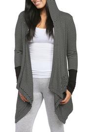  Striped Long Sleeve Hoodie Shrug