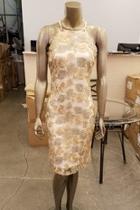  Gold Floral-embroidered Dress