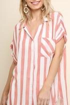  Striped Collared Blouse