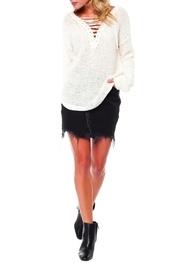  Cotton Lace-up Sweater