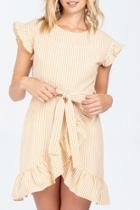  Striped Mini Ruffle-dress