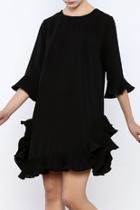  Ruffle Accent Black Dress