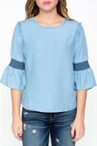  Chambray Embroidered Top