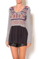  Embroidered Peplum Tee