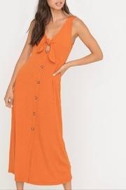  Rib Front Tie Button Down Dress