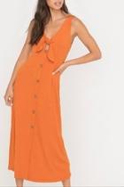  Rib Front Tie Button Down Dress