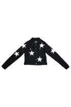  White Stars On Black Denim Jacket