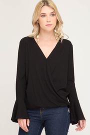  Bell Sleeve Rib Knit Wrap Top