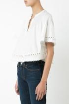  Embroidered Pintuck Top