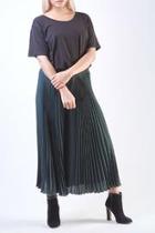  Pleated Green Culottes Skirt