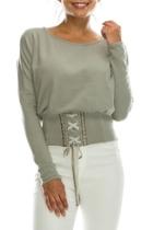  Corset Lace-up Sweater