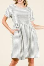  Striped Knit Bib-dress
