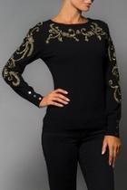  Black Embroidered Sweater