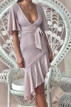  Nude Asymmetrical Dress