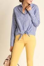  Striped Button Up Blouse