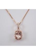  Diamond And Morganite Halo Drop Pendant Necklace 18 Chain Rose Gold Wedding Gift