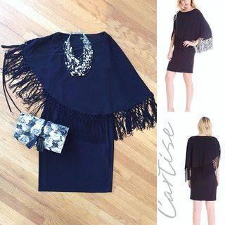 Blue Fringe Mini Dress