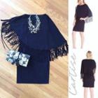  Blue Fringe Mini Dress