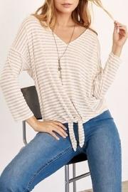  Striped Tie-front 3/4-sleeve