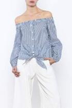  Pinstripe Waist Tie Top