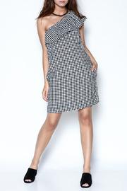  Checkered One Shoulder Dress