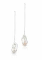  Extra Long Shoulder Duster Sterling Silver Baroque Freshwater Pearl Threader Earrings