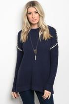  Navy Blue Open Back Sweater