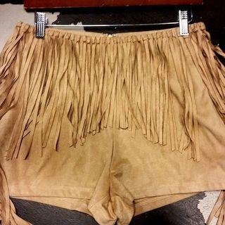  Faux Leather Tassel Shorts