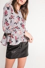  Dusk Grey Floral Bell Sleeve Blouse