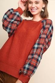  Plaid Puff Sweater