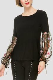 Floral Mesh Balloon Sleeve Top