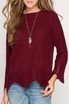  Burgundy Scallop Sweater