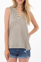  Hooded Lace-up Top