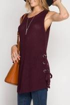  Sleeveless Lace-up Sweater